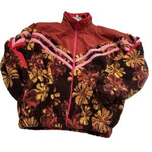 Celia B Floral Fleece Winter Jacket in Red